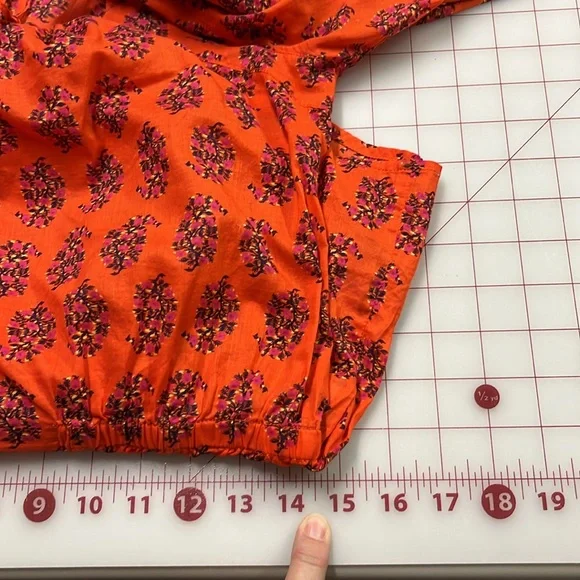 TORY BURCH "Evelina" 100% Cotton Floral Peasant Long SLV Boho/Office Tunic Top 2 - Picture 14 of 16